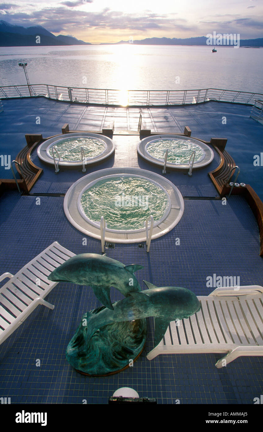 Jacuzzi auf dem Deck des Kreuzfahrtschiffes Marco Polo Antarktis Stockfoto