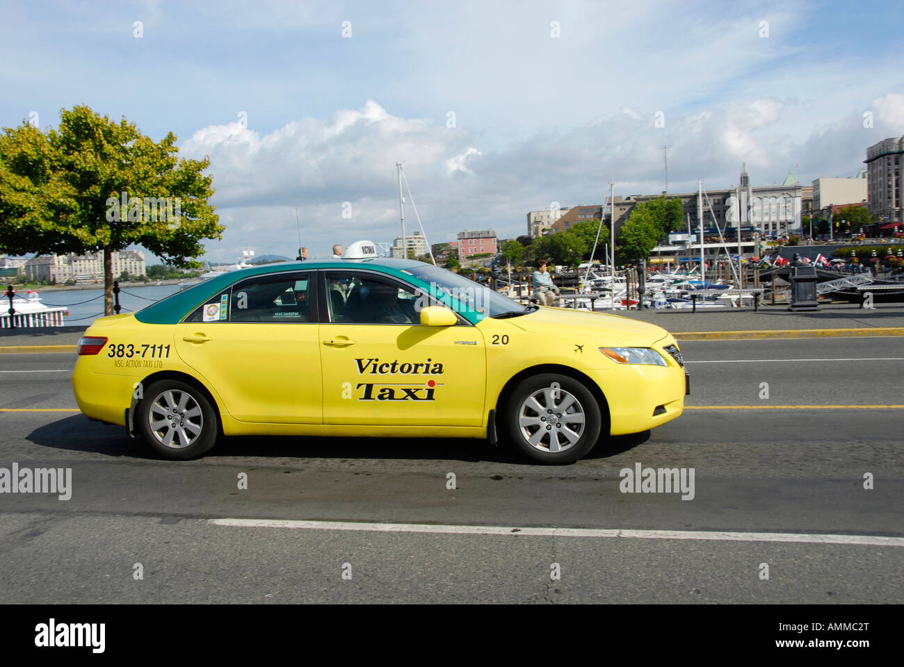Taxi in der Nähe Victoria Inner Harbour Hafen Victoria British Columbia BC Kanada Transport