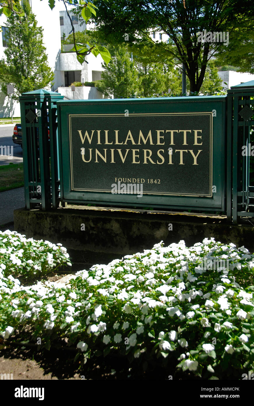 Willamette University Campus Marker Wegweiser Salem Oregon oder uns USA College Geschichte historisch Schulbildung Stockfoto