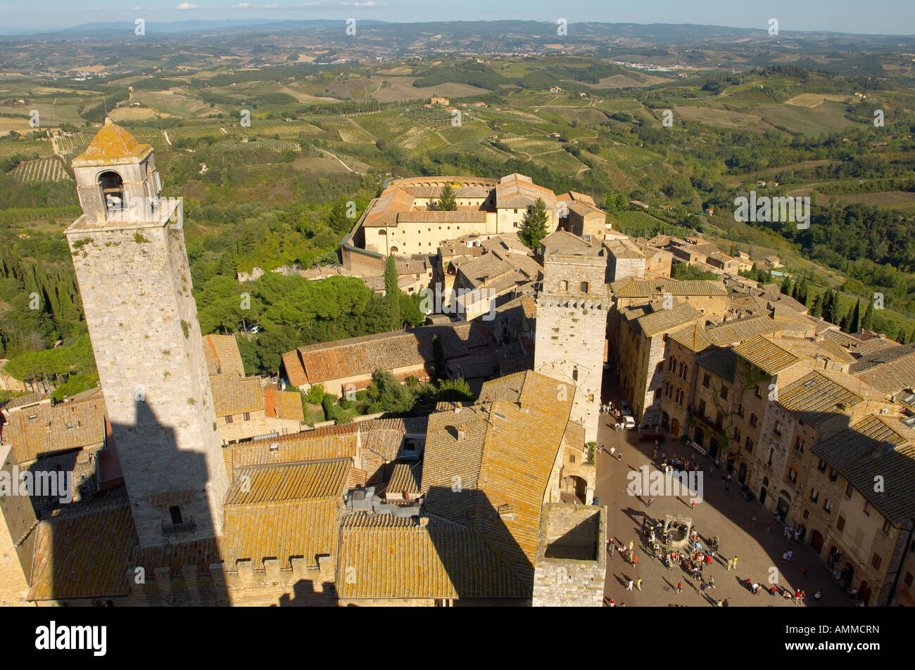 Arial Blick auf San Gimignano. Toskana, bucolic, Italien Stockfoto