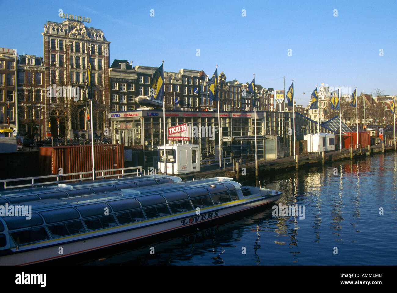 Sightseeing-Boot Amsterdam Holland Stockfoto
