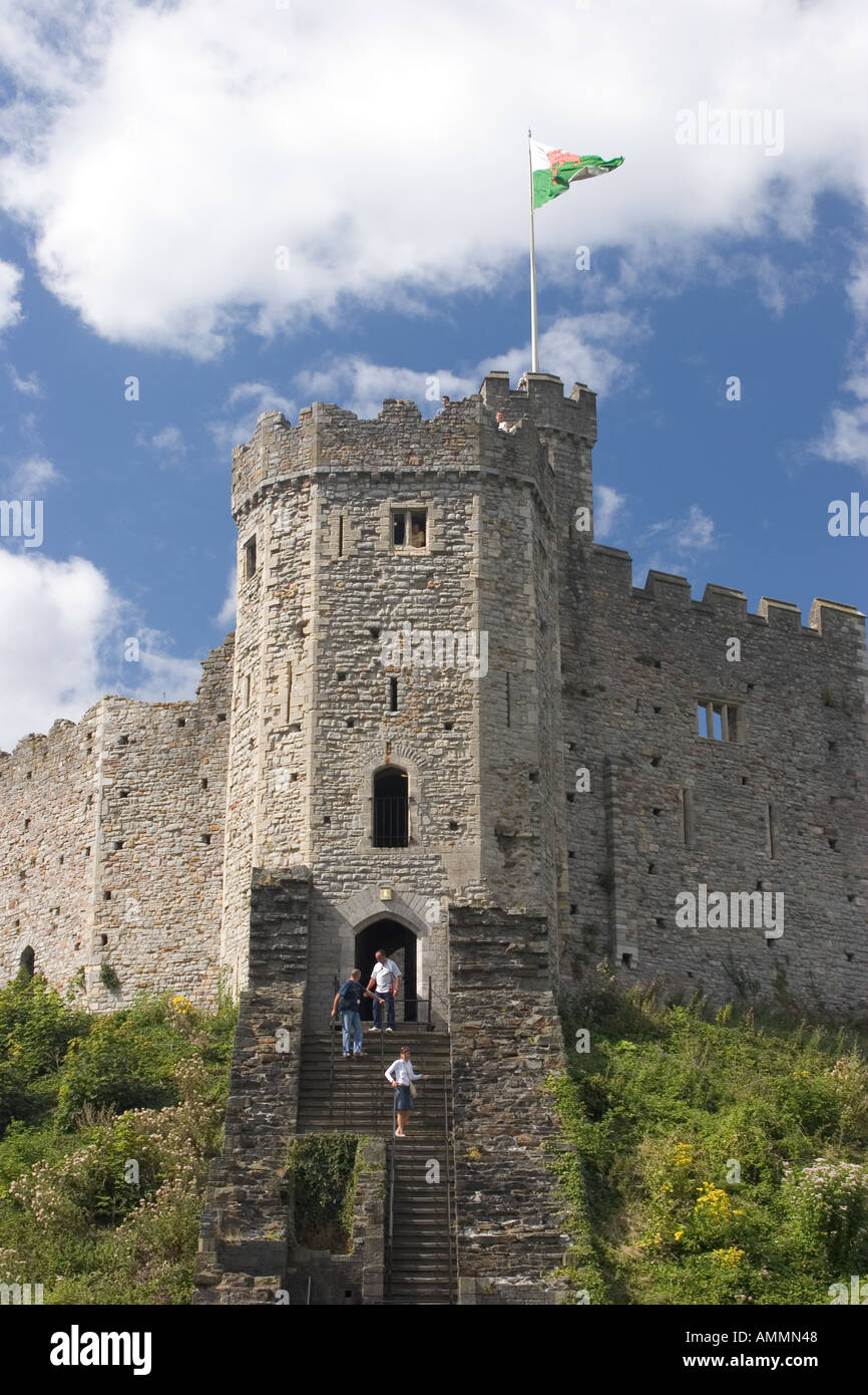 Norman Keep Schloss von Cardiff Wales Stockfoto
