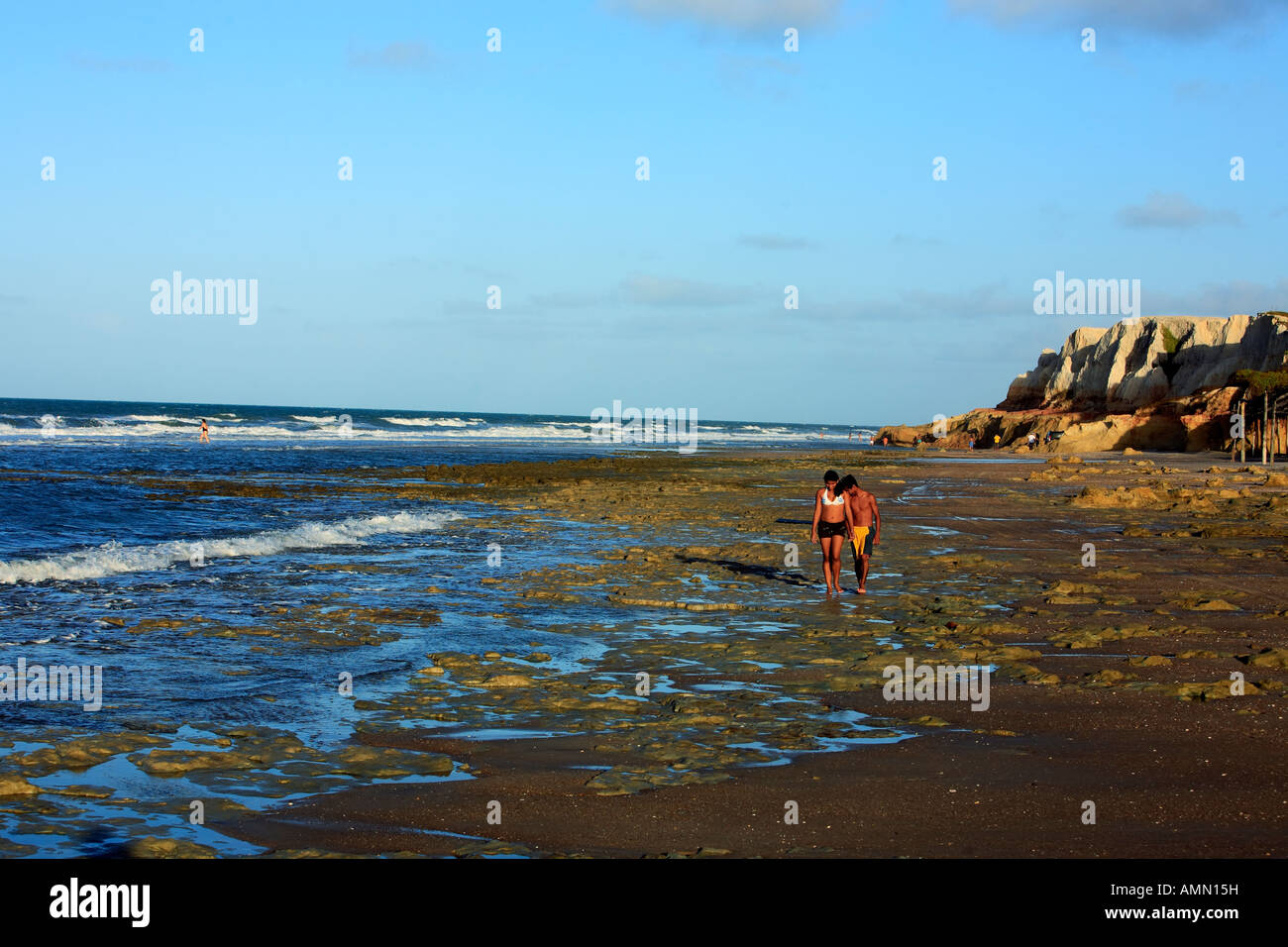 Blick auf Praia Das Fontes Federn Strand zwischen Morro Branco und Beberibe in der Nähe von Fortaleza Ceara Brasilien Stockfoto
