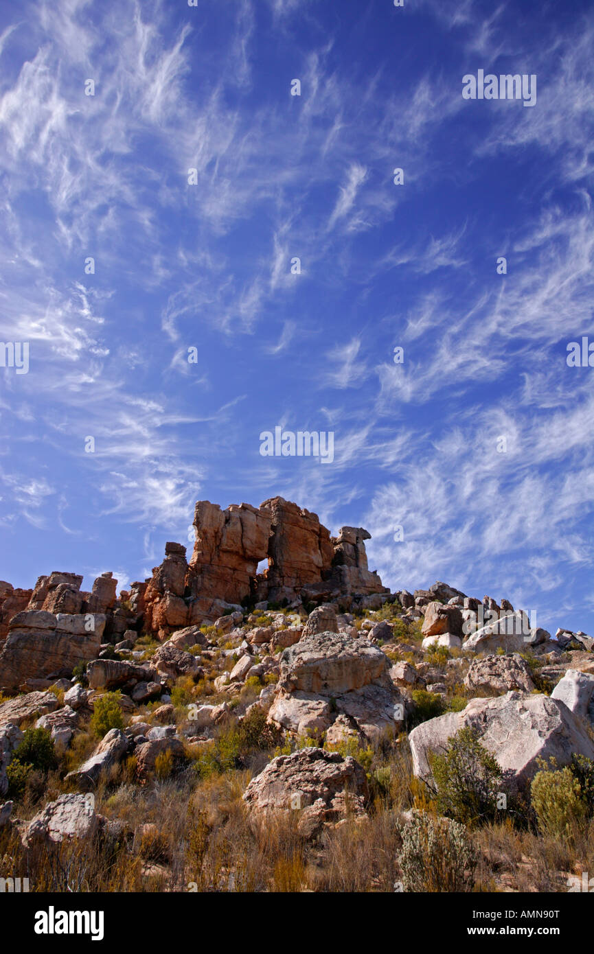 Erodierte Sandstein Felsformationen in den Cedarberg Bergen Stockfoto