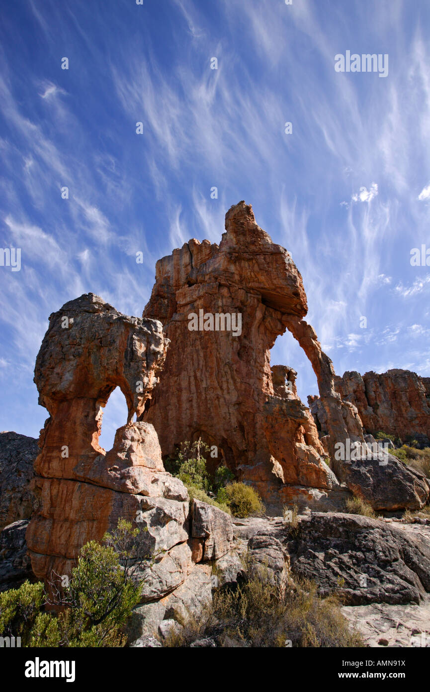 Zwei erodierten Sandstein Felsformationen in den Cedarberg Bergen Stockfoto