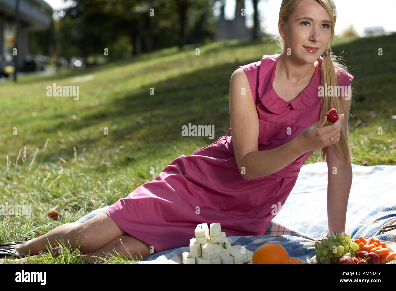 Teenager-Mädchen auf Picknick Stockfoto