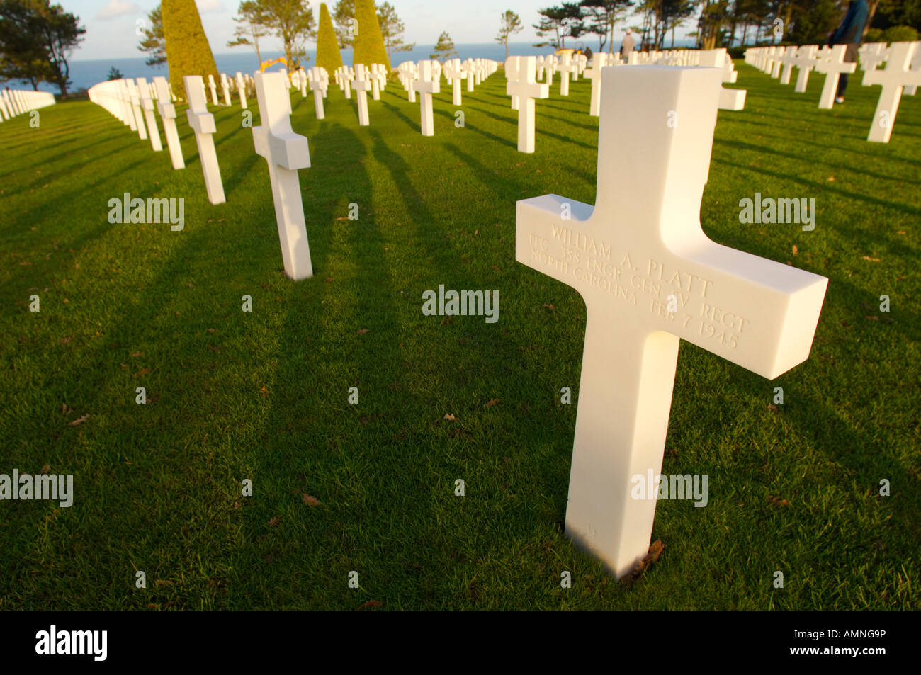 Amerikanischen Krieg D-Day Landung Friedhof am Omaha Beach. Normandie Frankreich. Stockfoto