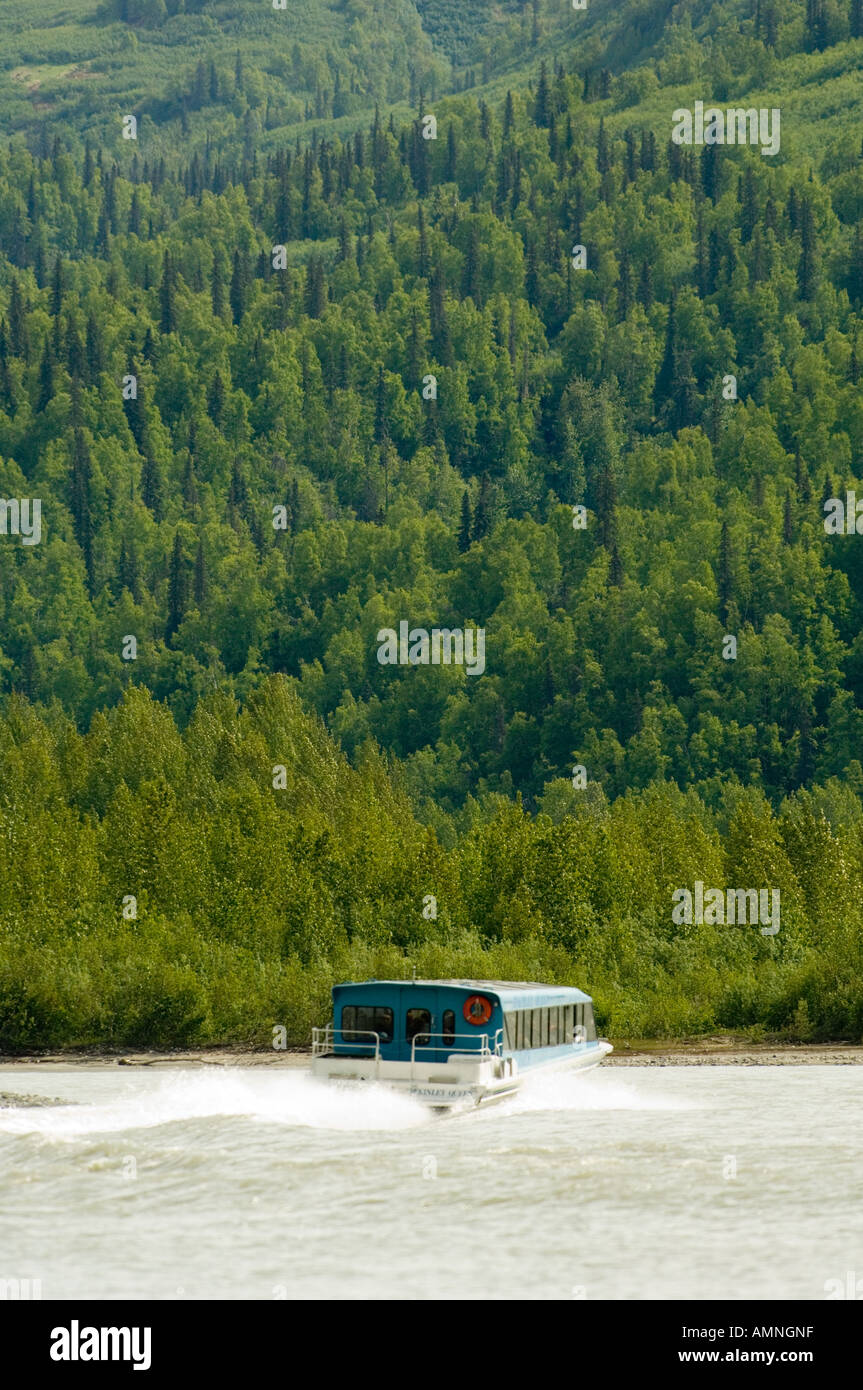 ALASKA-DENALI-ST-MAHAYS-JET-BOOT TOUREN TALKEETNA-FLUSS IN RICHTUNG DEVILS CANYON EINSCHALTEN Stockfoto