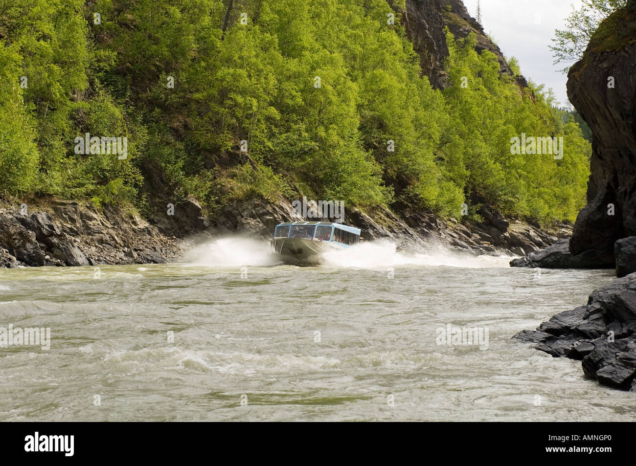 ALASKA DENALI ST PARK MAHAYS JET BOOT TOUREN DURCH TEUFEL SCHLUCHTEN TALKEETNA FLUSS EINSCHALTEN Stockfoto