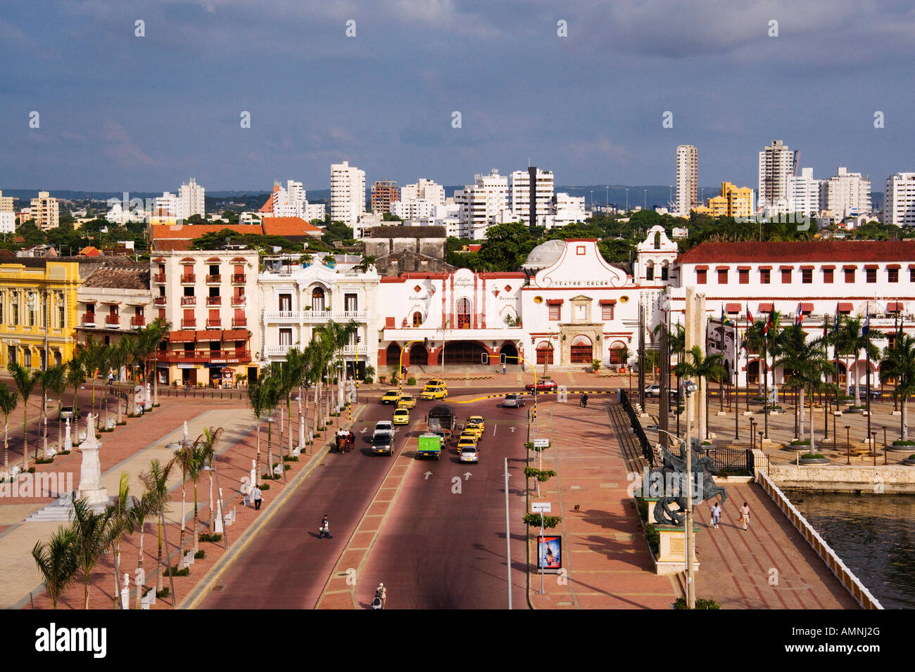 Teatro Colón und dem Stadtzentrum, Cartagena, Kolumbien Stockfoto