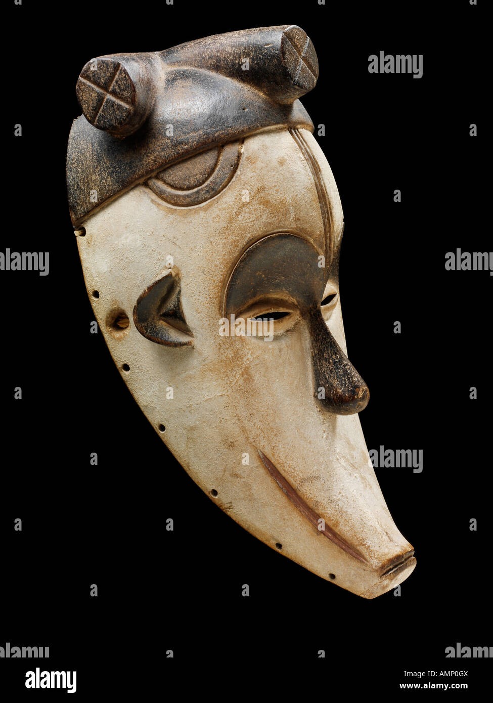 Ethnische traditionelle afrikanische Maske. Kunst und Handwerk. Stockfoto