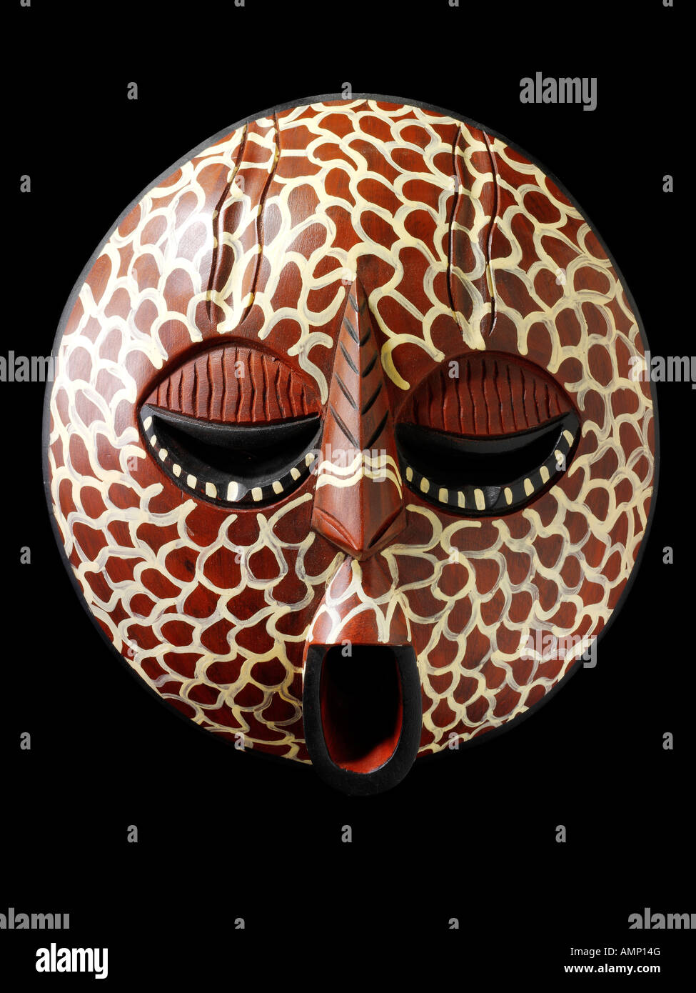 Ethnische traditionelle afrikanische Maske. Kunst und Handwerk. Stockfoto