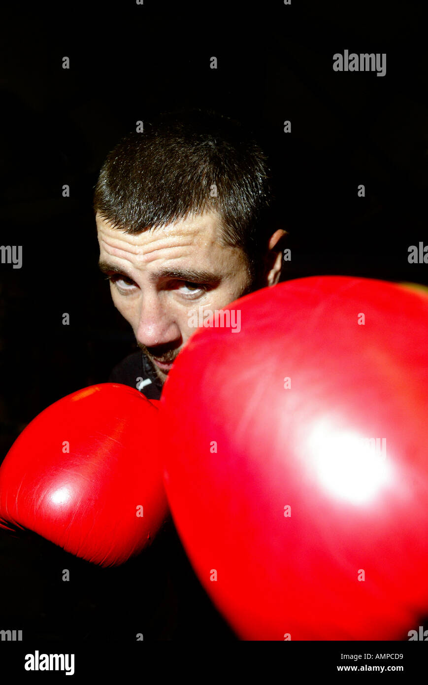 Belfast Boxer Wayne McCullough in Ausbildung in der Albert-Foundry in Nordbelfast Stockfoto