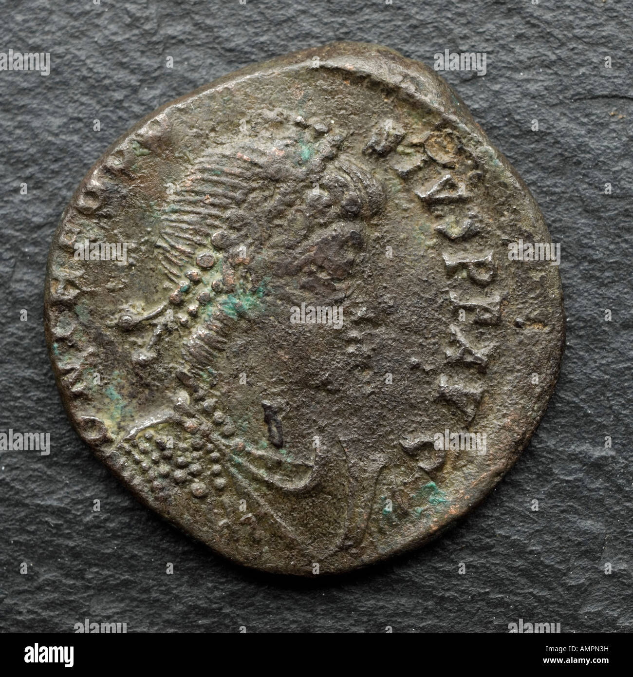 Bronze-römische Münze - Theodosius Stockfoto