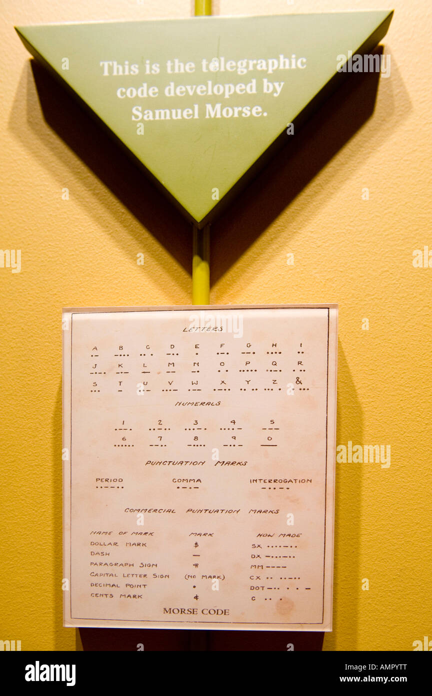 Morse-Code Telegraph Maschine mit Reihe von Punkte und Striche Stockfoto