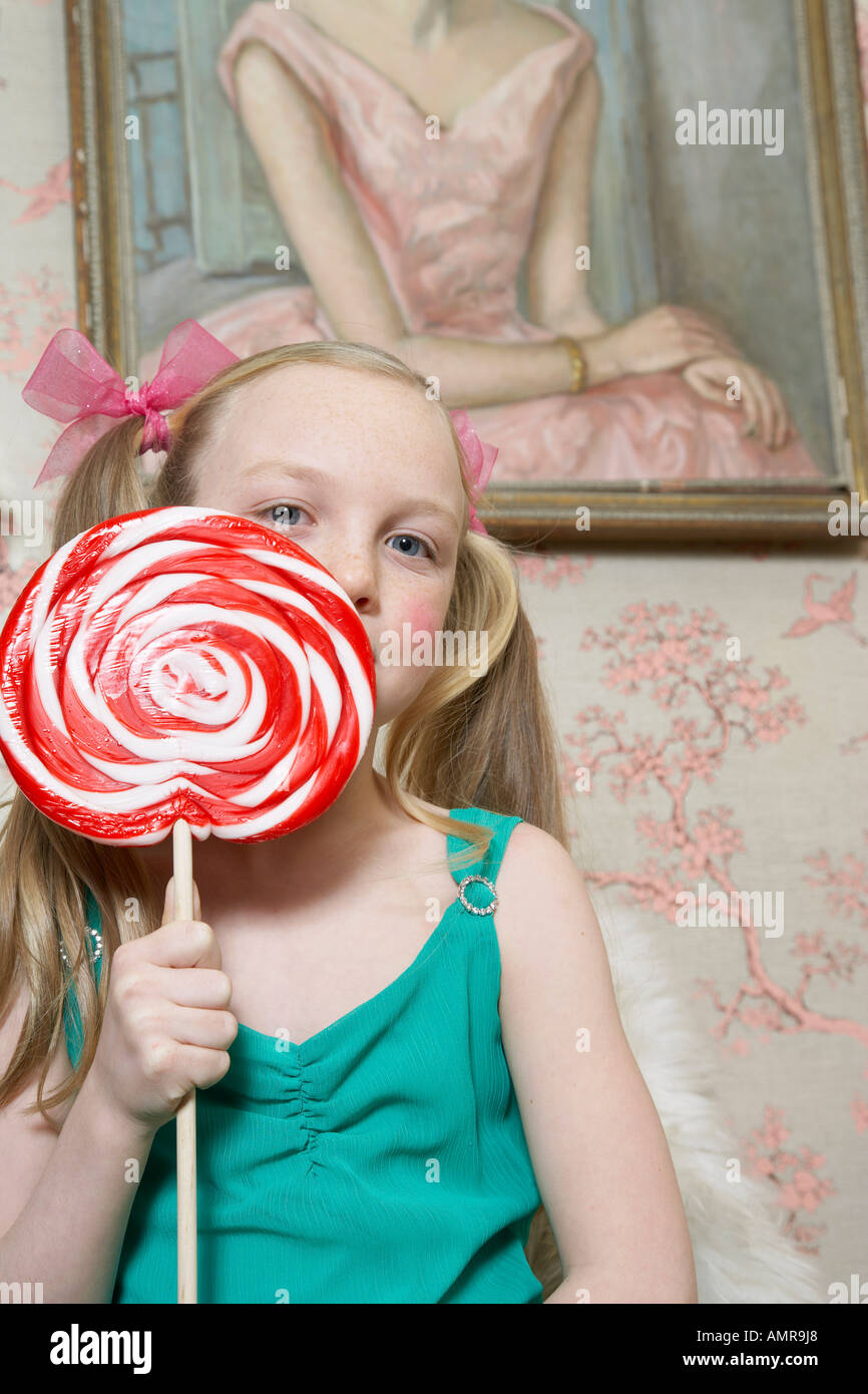 Mädchen mit Lollipop Stockfoto