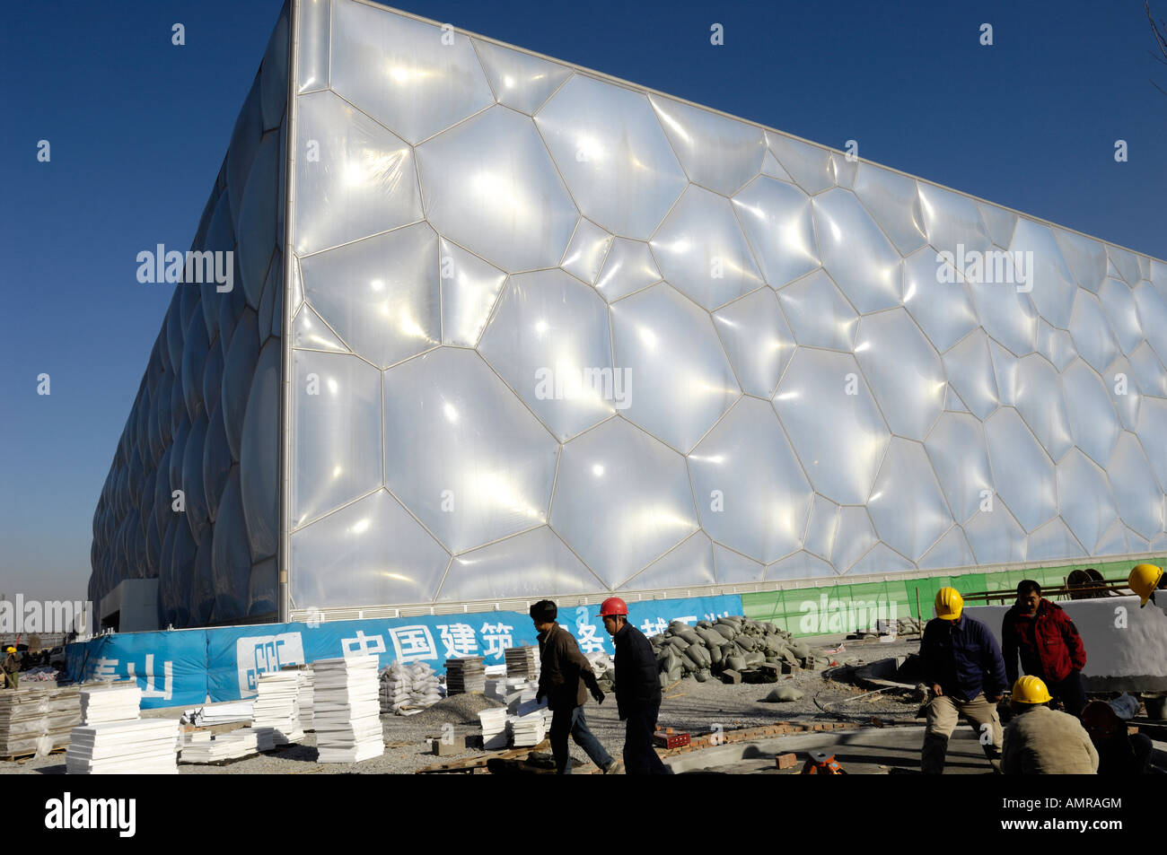 Baustelle des schwimmen Nationalzentrum für Peking 2008 Olympische Spiele 15 Dez 2007 Stockfoto