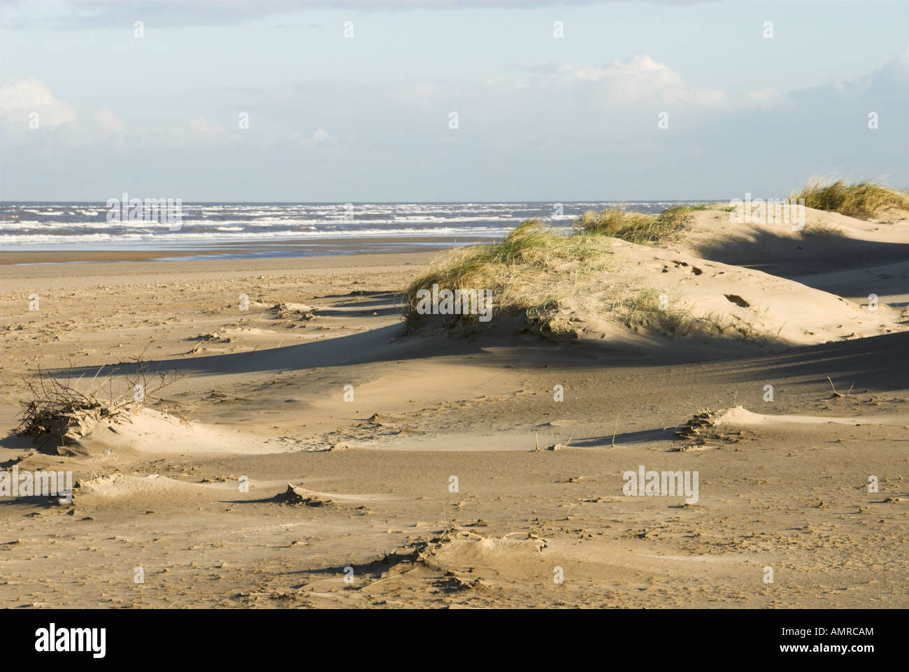 Meer und Wind-Erosion der Küstendünen Holkham Bay NNR Norfolk England Stockfoto