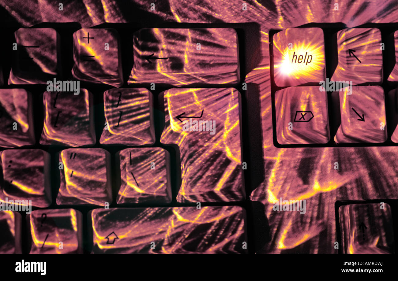 Computer-Tastatur mit hervorgehobenen Schaltfläche "Hilfe" Stockfoto
