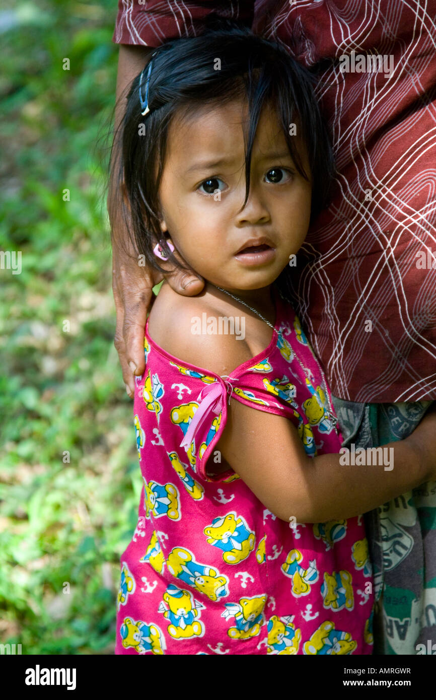 Erschrocken ländlichen balinesische Mädchen Bali Indonesien Stockfoto