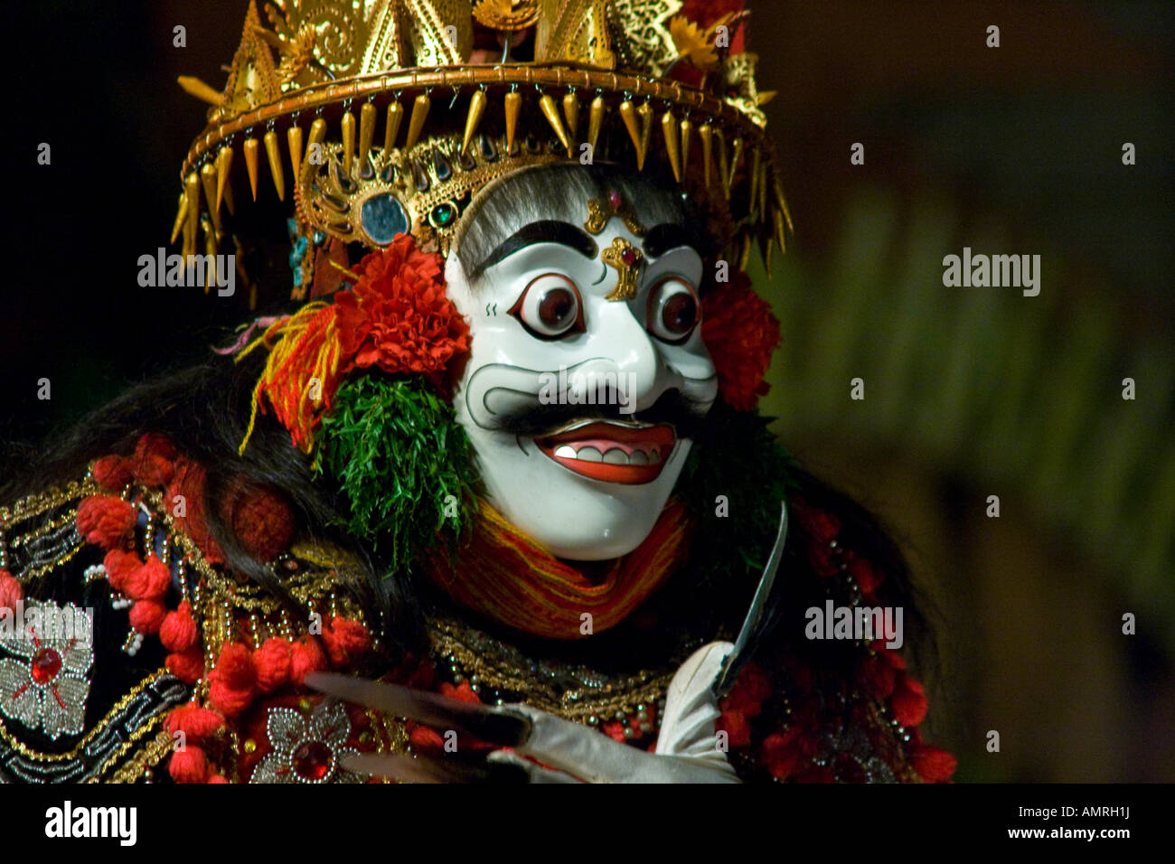 Dämon Maske Tanzpalast Leistung Ubud Bali Indonesien Stockfoto