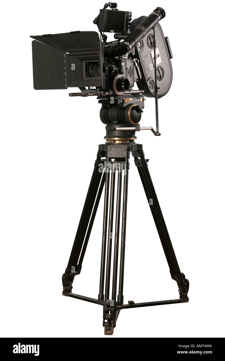 Schwarzen Kinematographen Kamera Isolateted auf weißem Hintergrund Stockfoto