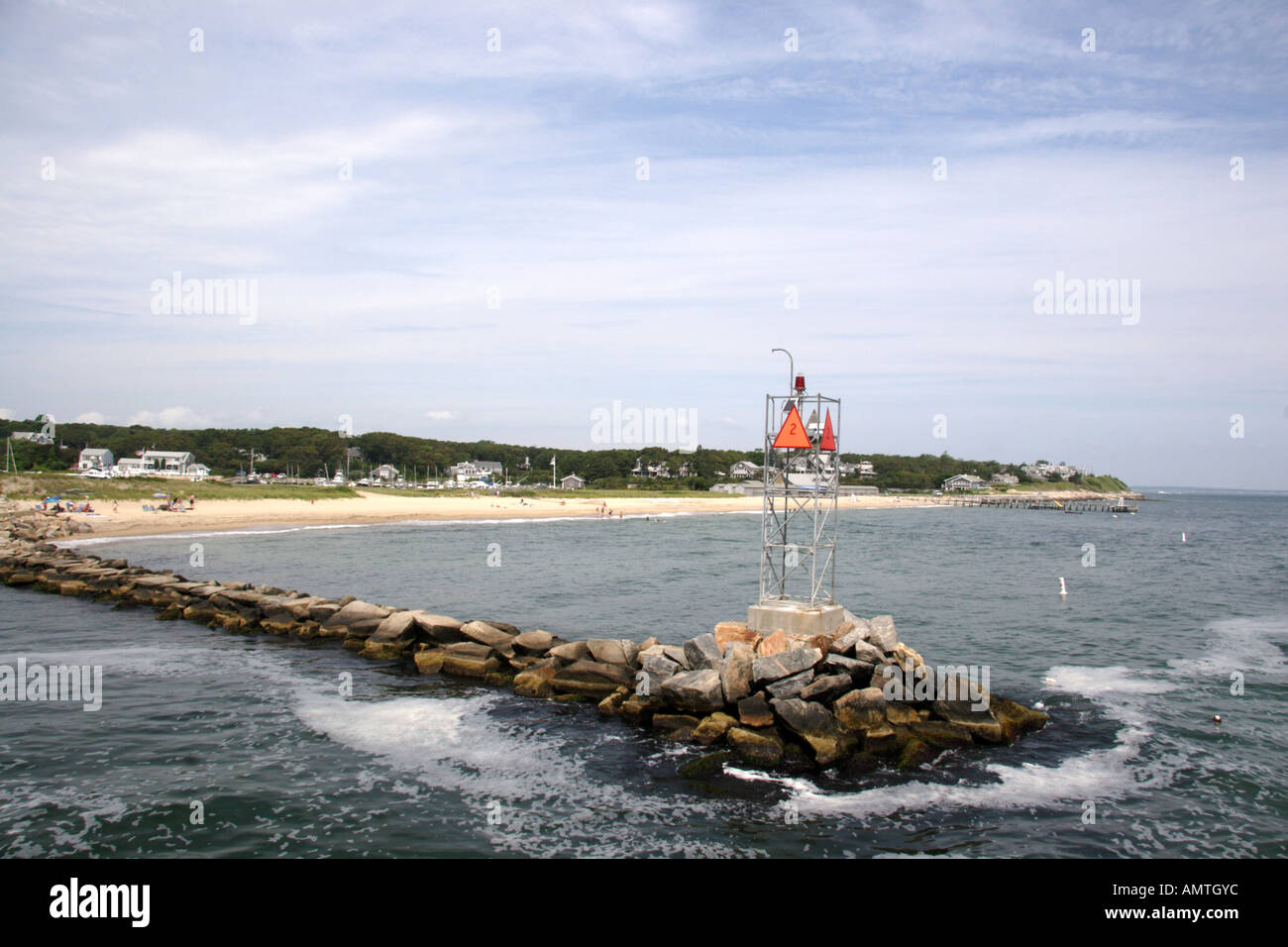 Eingang zum Hafen von Oak Bluffs auf Martha's Vineyard Stockfoto