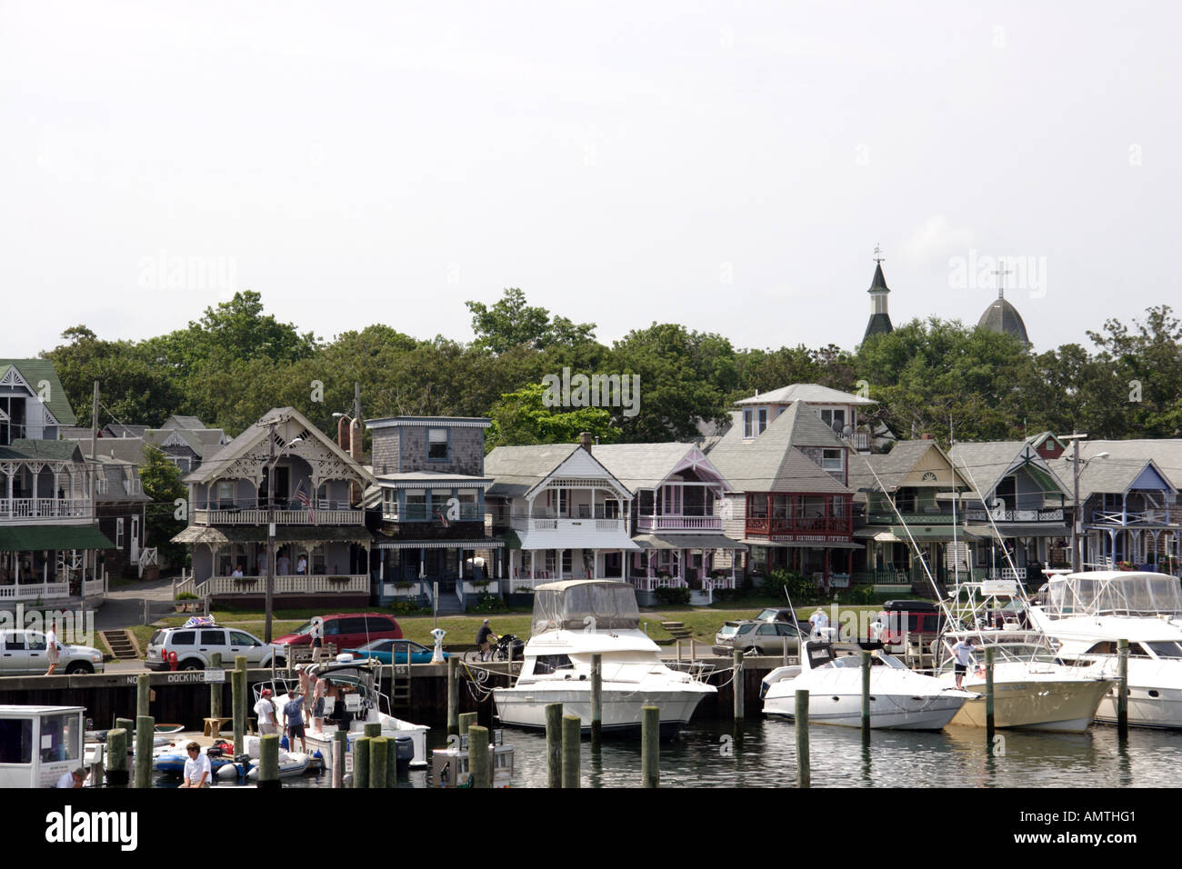 Oak Bluffs Hafen auf Martha's Vineyard Stockfoto