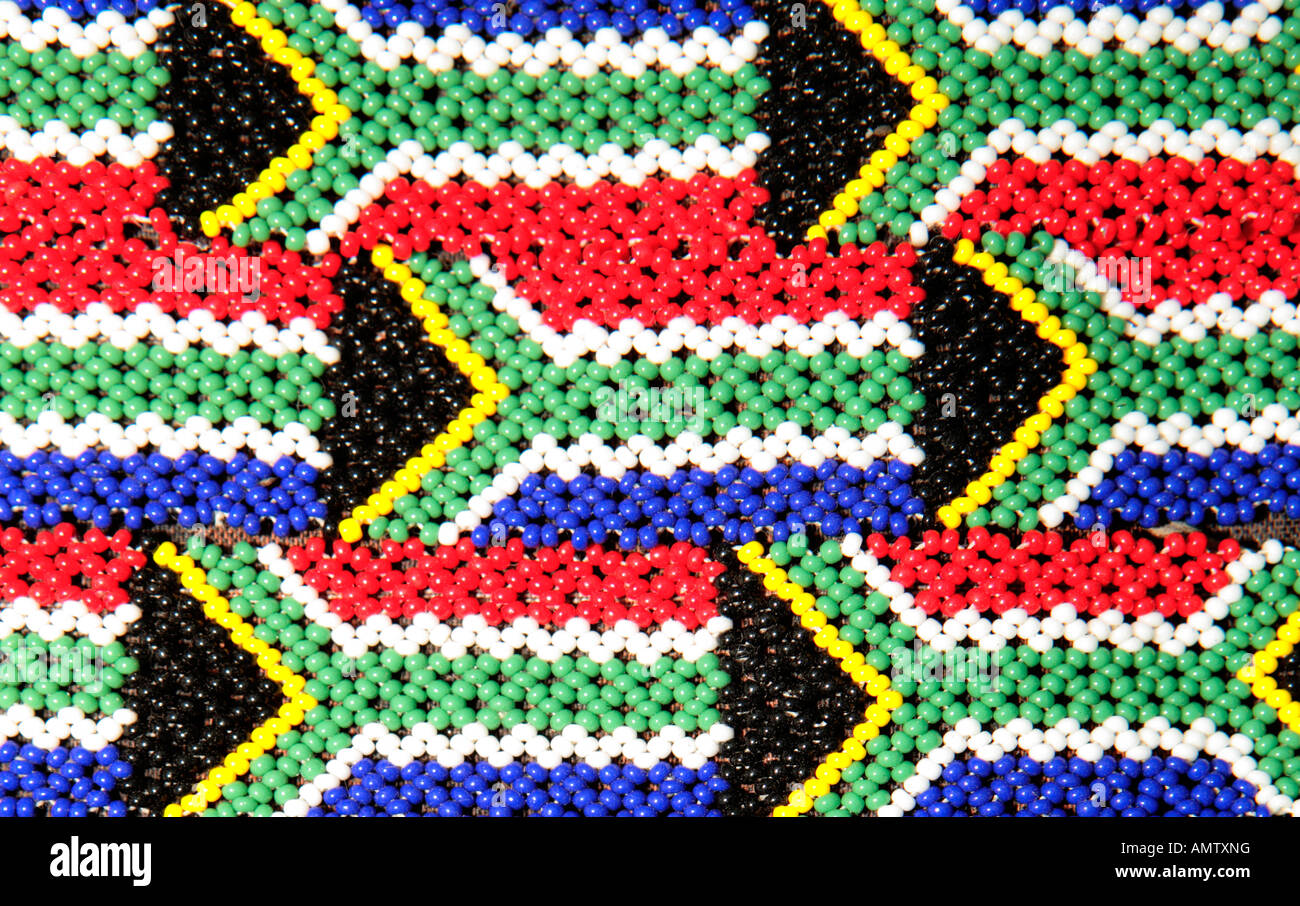 Südafrikanische Flaggen aus Perlen gemacht Stockfoto