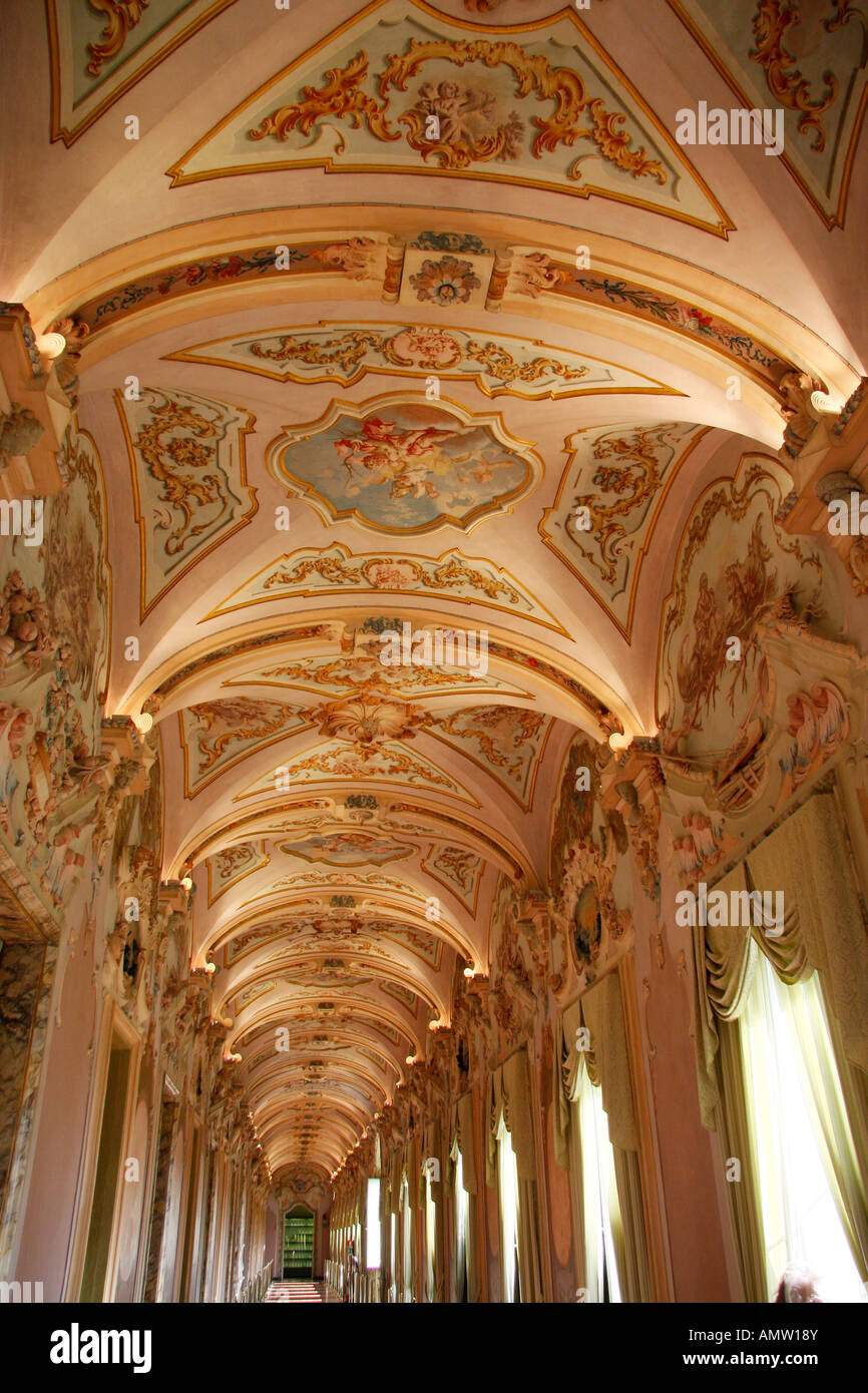 Prächtige Rokoko Galerie Pinacoteca Civiva e Galleria Di Arte Contemporanea, im Palazzo Pianetti.Jesi Le Marche Italien Stockfoto