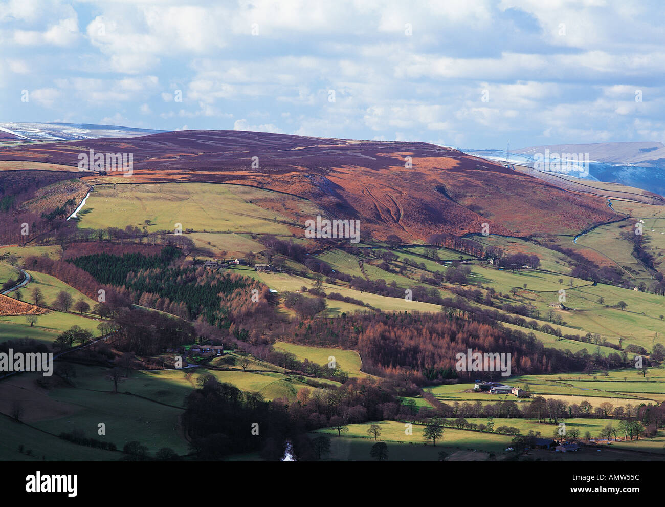 Ende des Winters Blick über Eyam Moor in der Nähe von Hathersage Peak District Nationalpark Derbyshire Great Britain Stockfoto