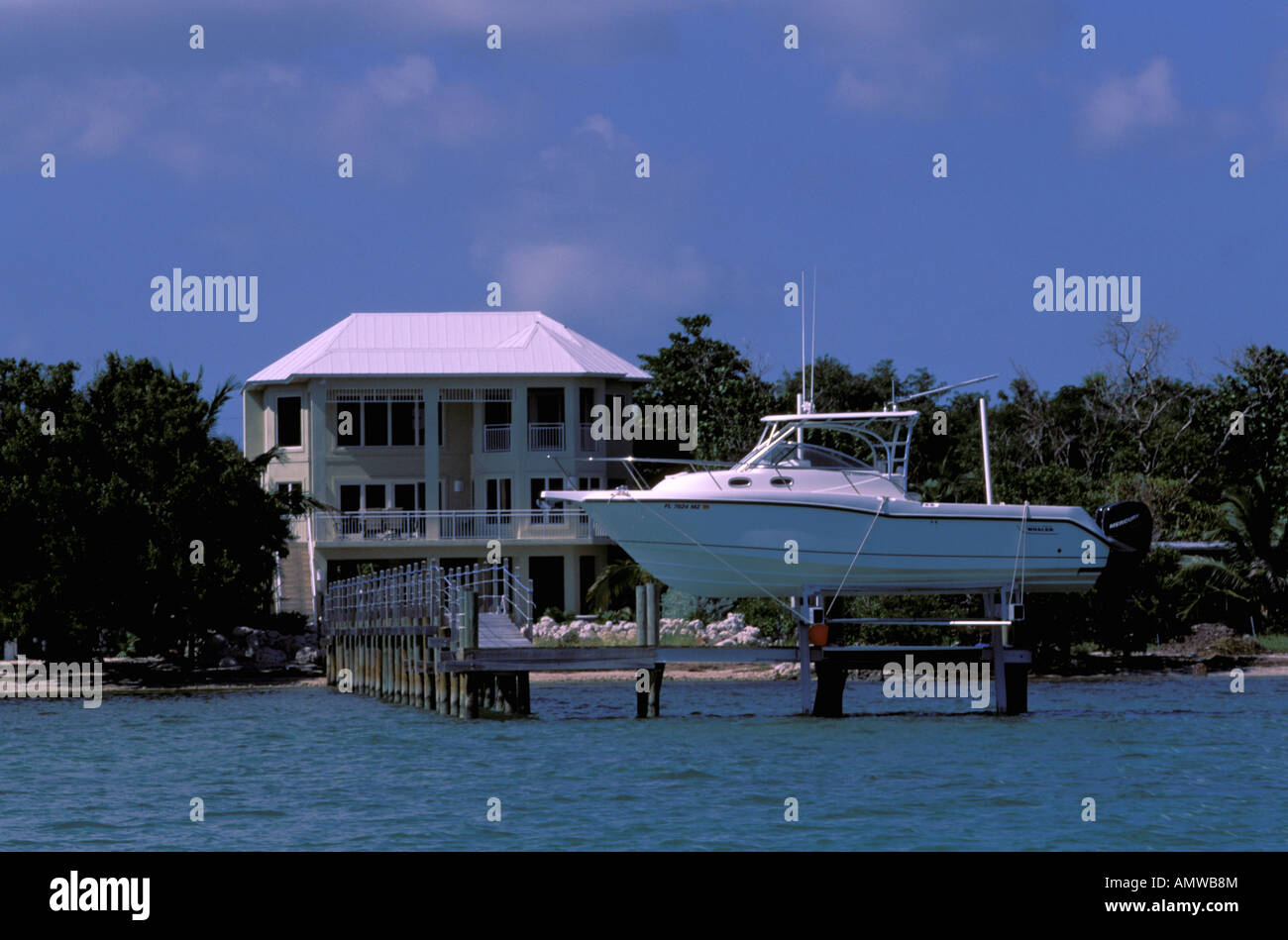 Nordamerika, USA, Florida, Florida Keys, untere Tasten. Waterfront Villa Stockfoto