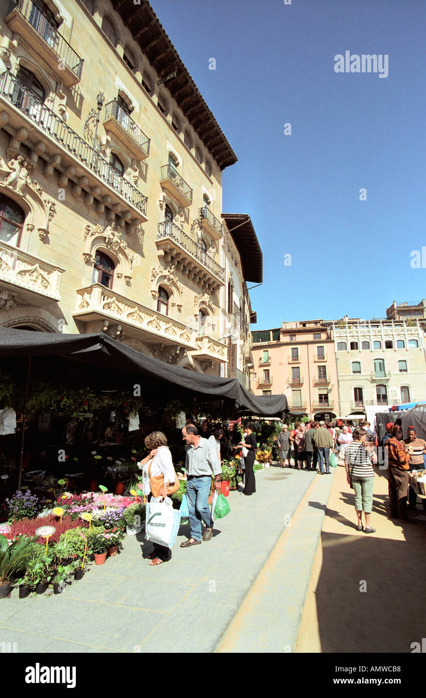 Markt am Plaza Major Vic Katalonien Spanien Stockfoto