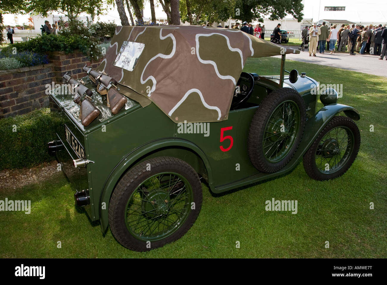 1929 Austin 7 eng befreundet Mulliner Scout Car auf dem Display bei Goodwood Revival, Sussex, UK. Stockfoto