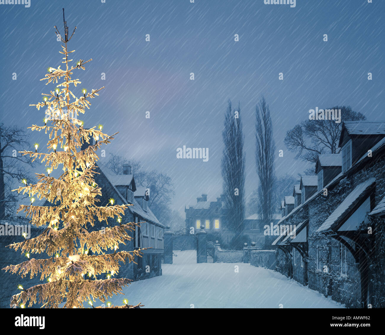 GB - WORCESTERSHIRE: Weihnachten im Dorf Overbury Stockfoto