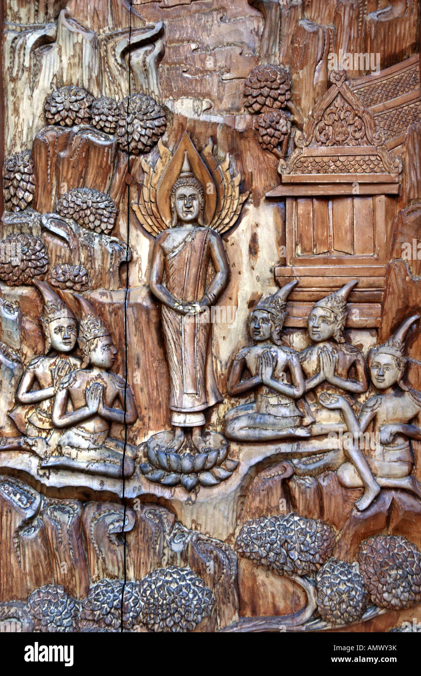 Abbildung eines Predigt Buddhas, Thailand, Sangkhlaburi, Wat Wang Wiwekaram Stockfoto