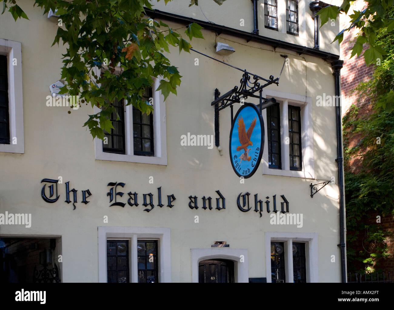 Adler und Kind Pub im st.giles,oxford,england. Stockfoto