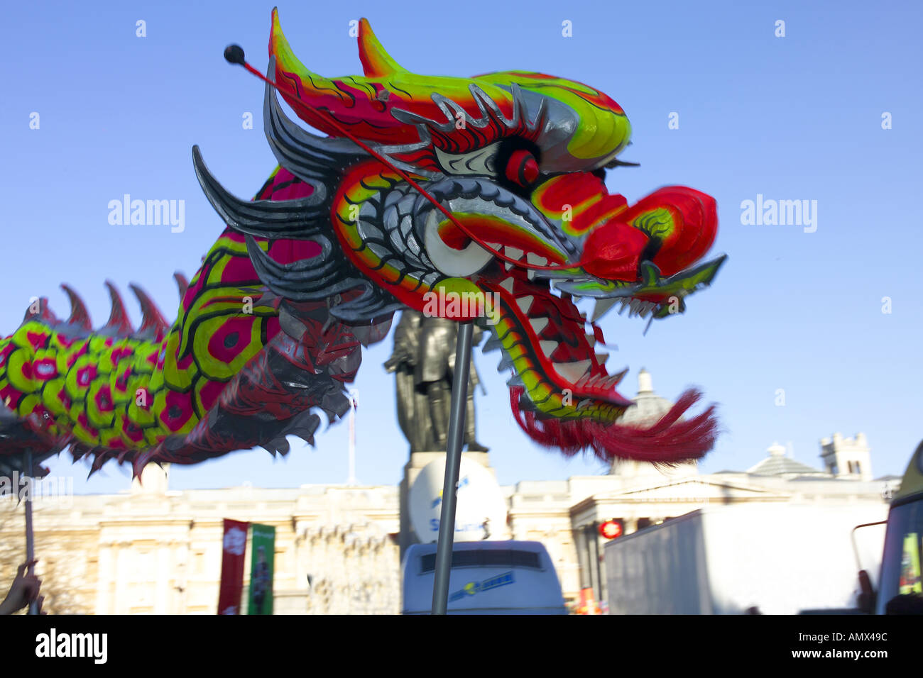London, China Town, chinesischer Drache Stockfoto