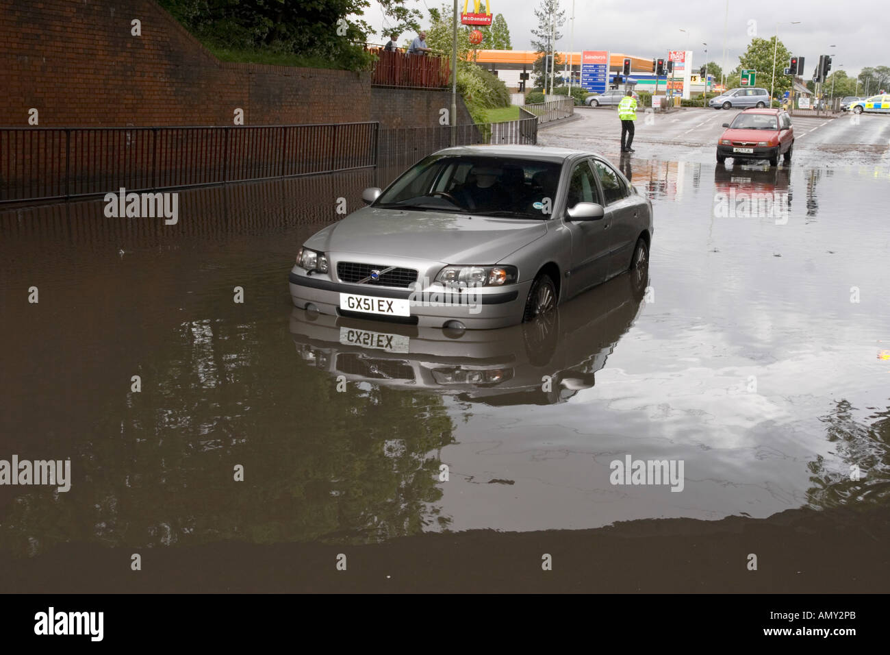 Überschwemmten Auto Dunstable Bedfordshire Stockfoto
