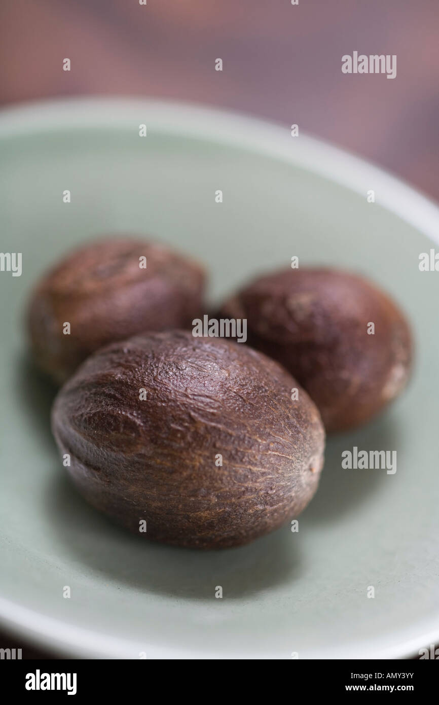 Nahaufnahme der Muskatnuss Stockfoto