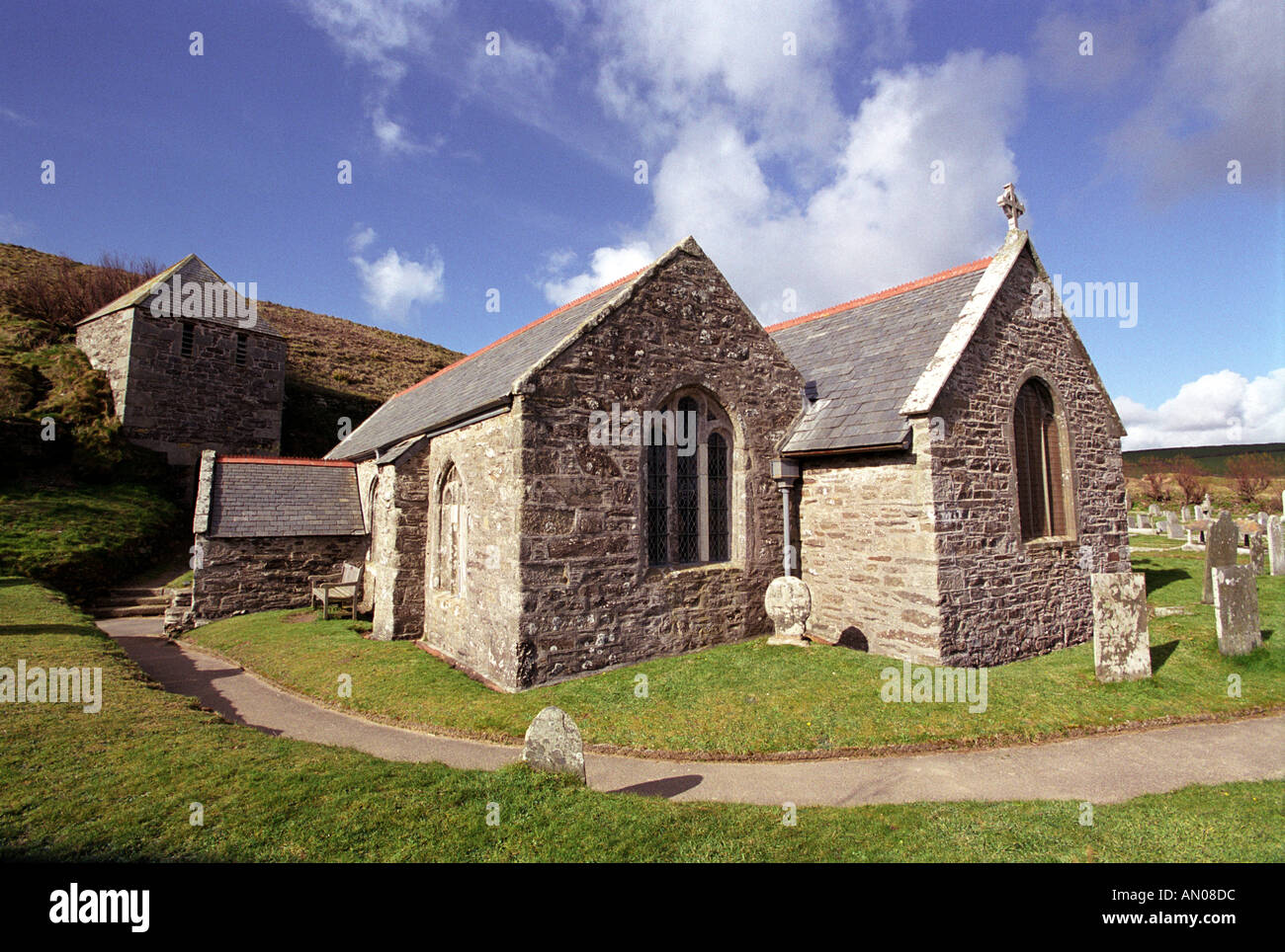 Die Kirche in Gunwalloe in Cornwall England UK Stockfoto