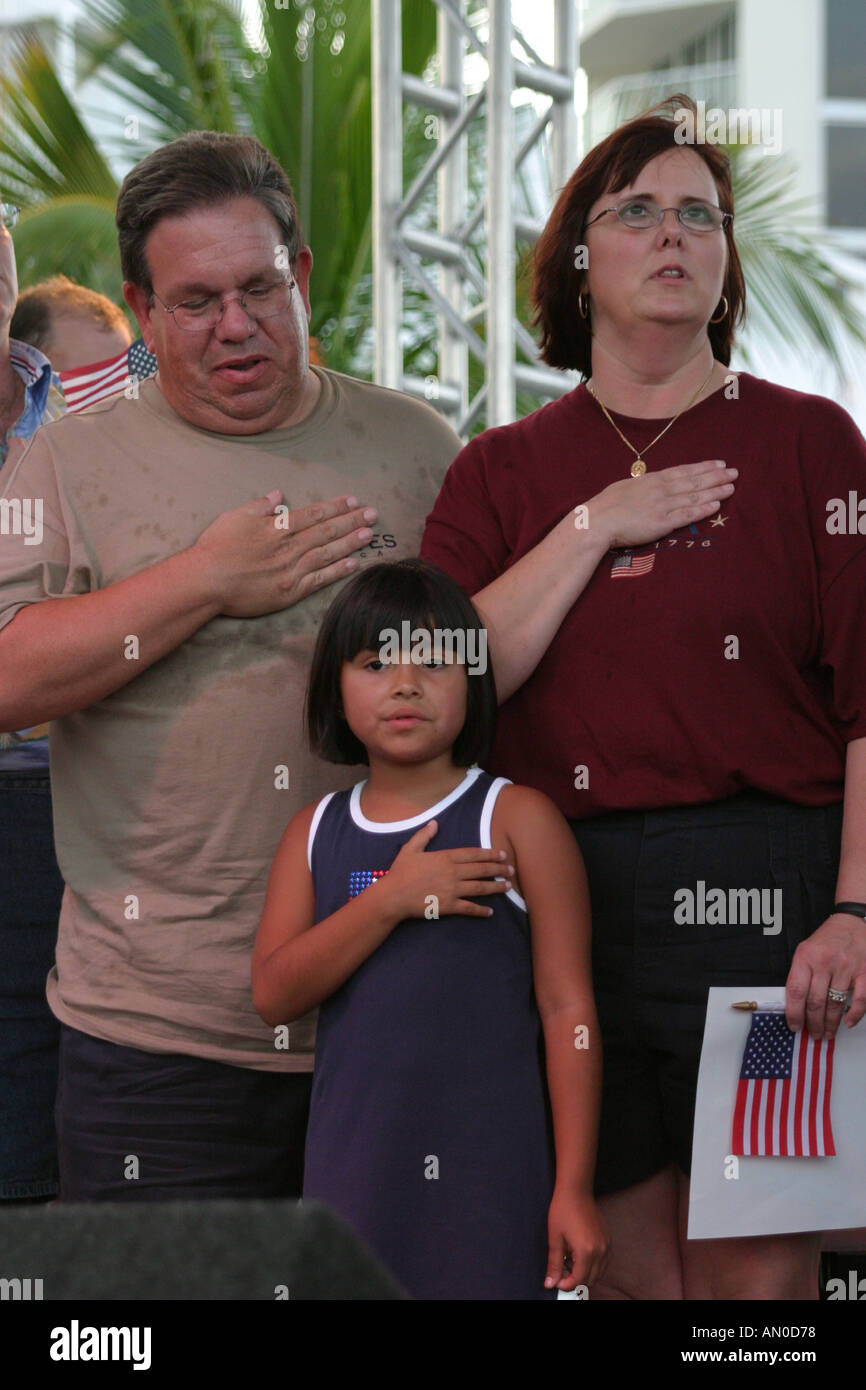 Miami Beach, Florida, Unabhängigkeitstag, 4. Juli, patriotischer jährlicher Feiertag, Staatsbürgerschaftszeremonie, Einwanderung, Einbürgerung, Besucher reisen t Stockfoto