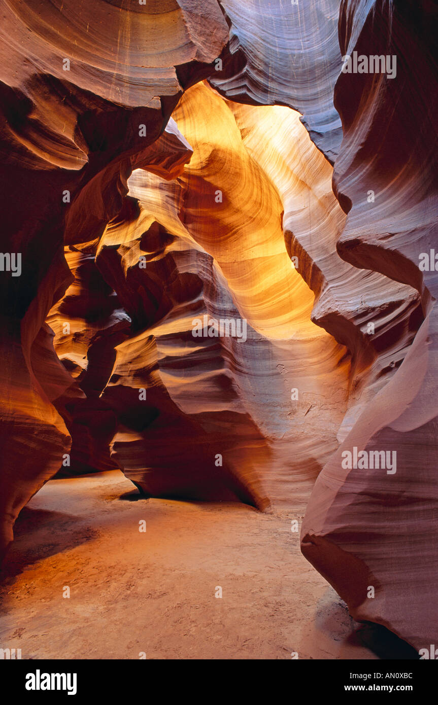 Zarte Slickrock Formationen im oberen Antelope Canyon Navajo Indian Reservation Arizona Stockfoto