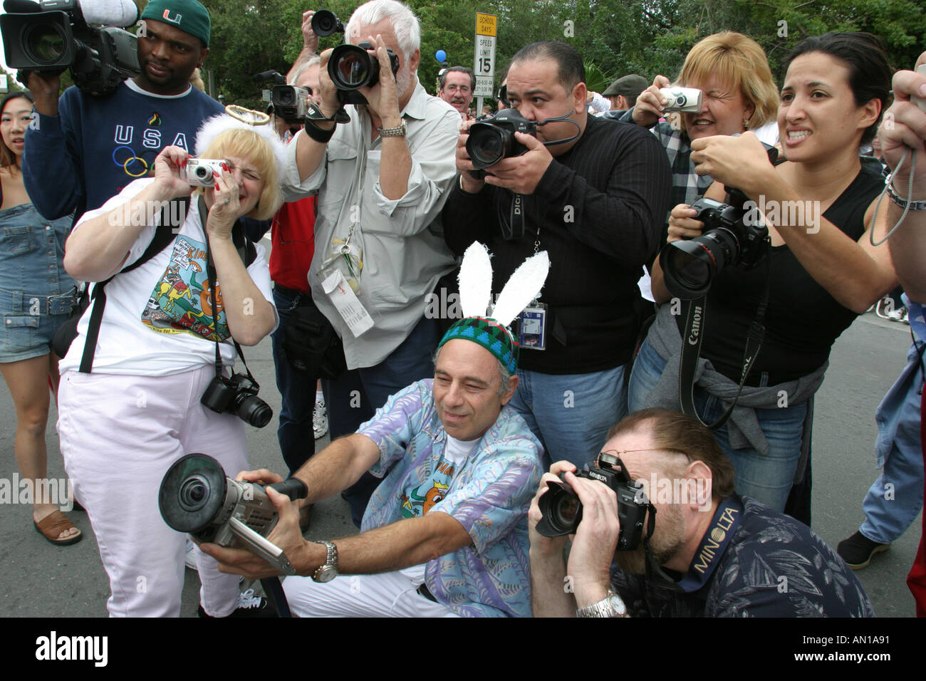 Miami Florida, Coconut Grove, King Mango Strut, seltsamste Parade der Welt, Satire, politische Unrichtigkeit, Kultur, Kultur, lustig, Humor, humorvoll, Humor, Stockfoto