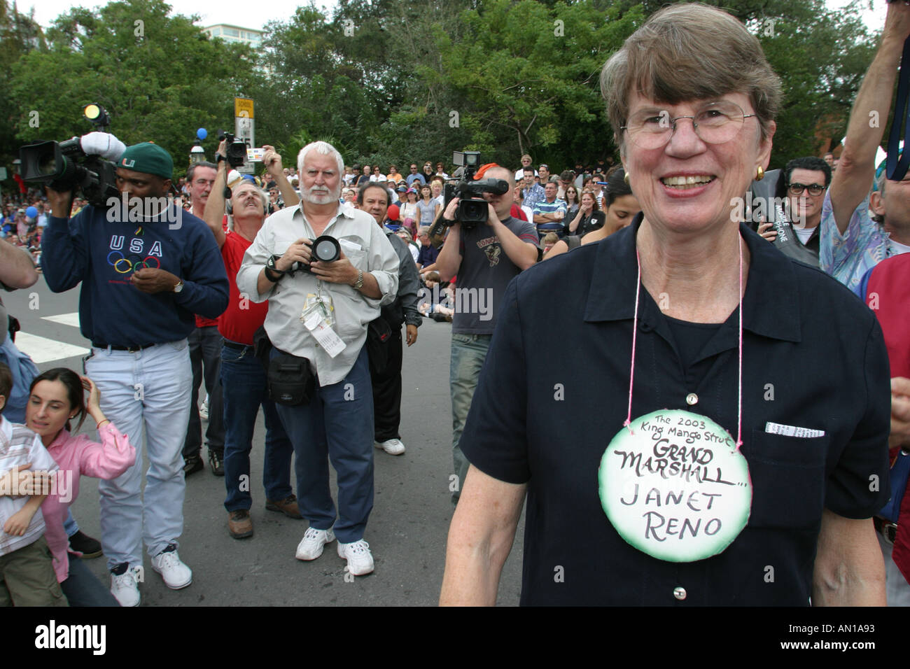 Miami Florida, Coconut Grove, King Mango Strut, seltsamste Parade der Welt, Satire, politische Unrichtigkeit, Kultur, Kultur, lustig, Humor, humorvoll, Humor, Stockfoto