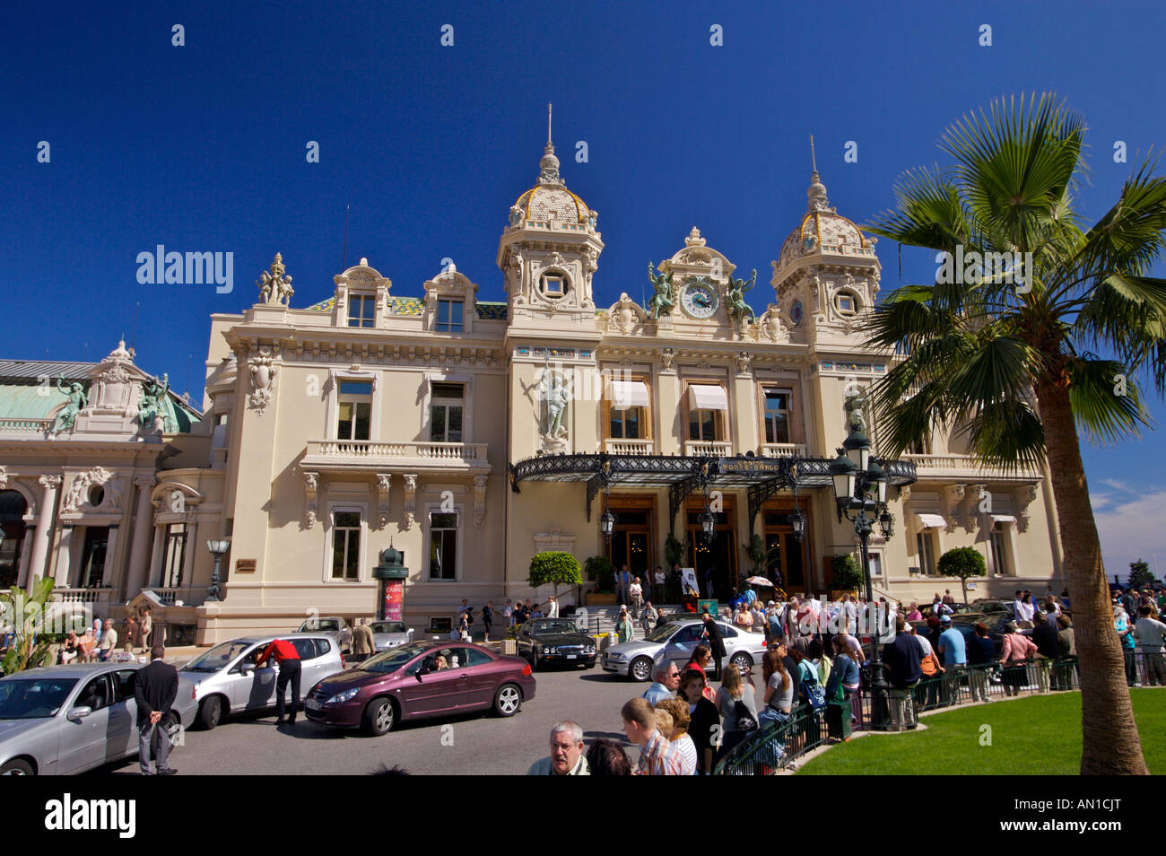 Casino Montecarlo am Place du Casino, Monte Carlo, Monaco, Provence, Cote d ' Azur, Corniches De La Riviera, Frankreich, Europa Stockfoto