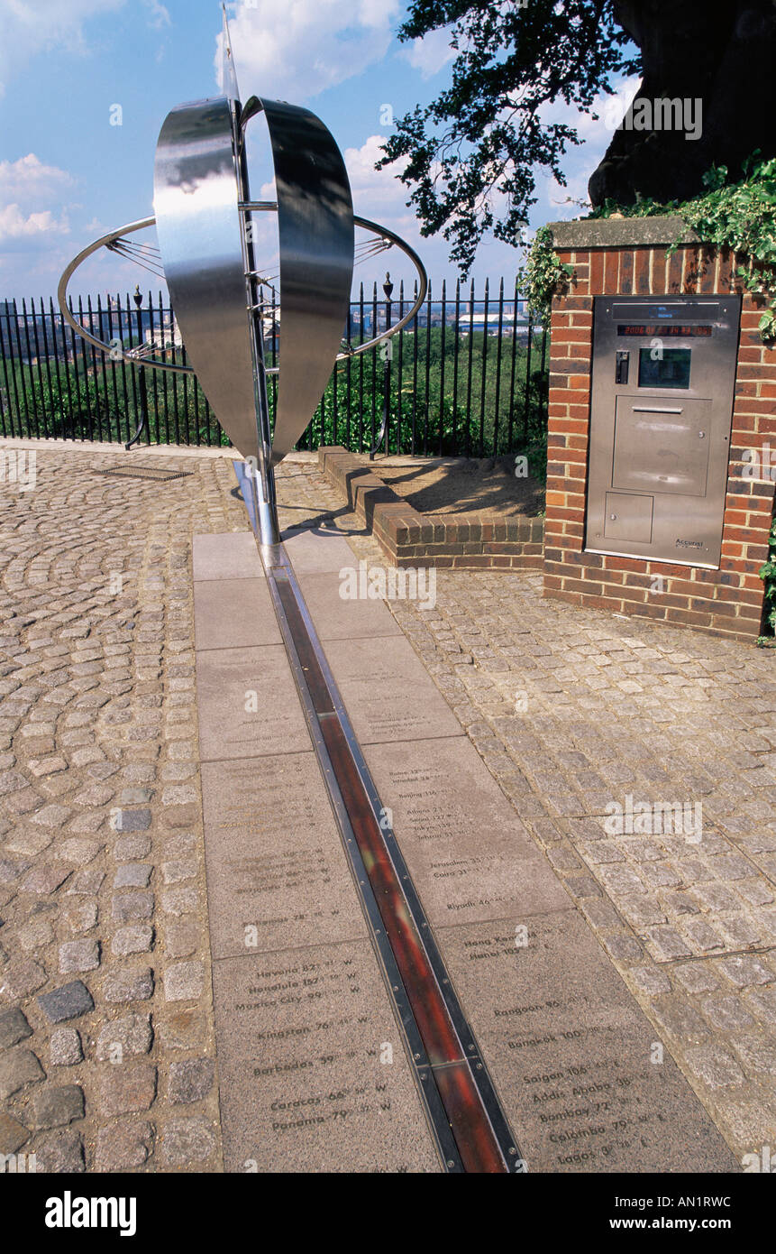 England, London, Royal Observatory Greenwich Meridian-Linie Stockfoto