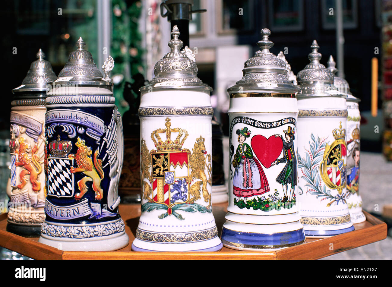 Deutschland, Bayern, München, Bierkrüge Stockfoto