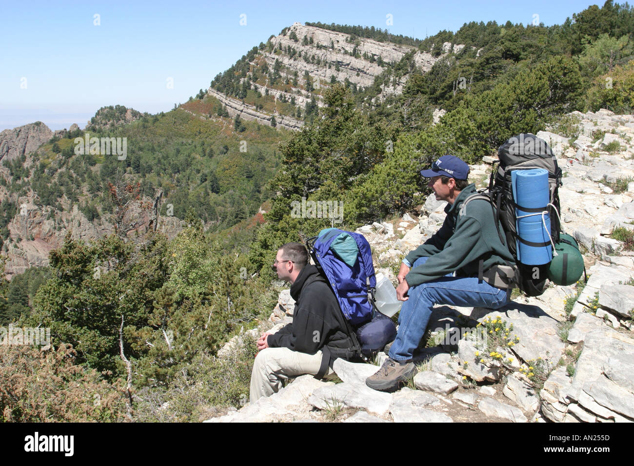 Albuquerque New Mexico, Sandia Peak 10,378 m, Wanderer, Wandern, Wandern, Sport, Gesundheit, Fitness, Training, Natur, Natur, Natur, Natur, Landschaft, Landschaft, Stockfoto