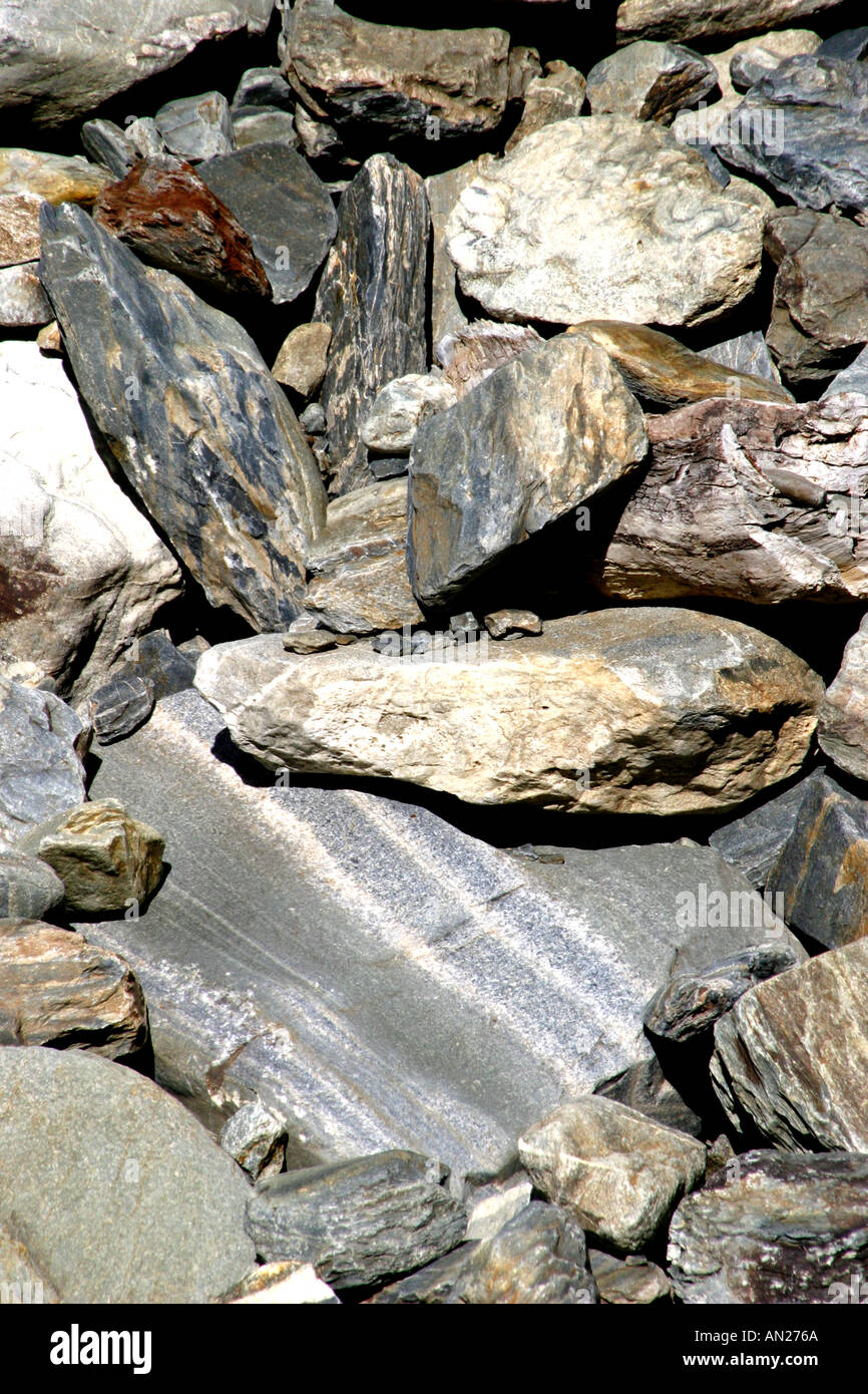 Steinen und Felsen in der Nähe der Martial-Gletscher in Ushuaia Tierra del Fuego Argentinien Südamerika Stockfoto
